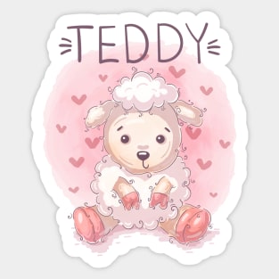 Teddy Lamb Cartoon Sticker